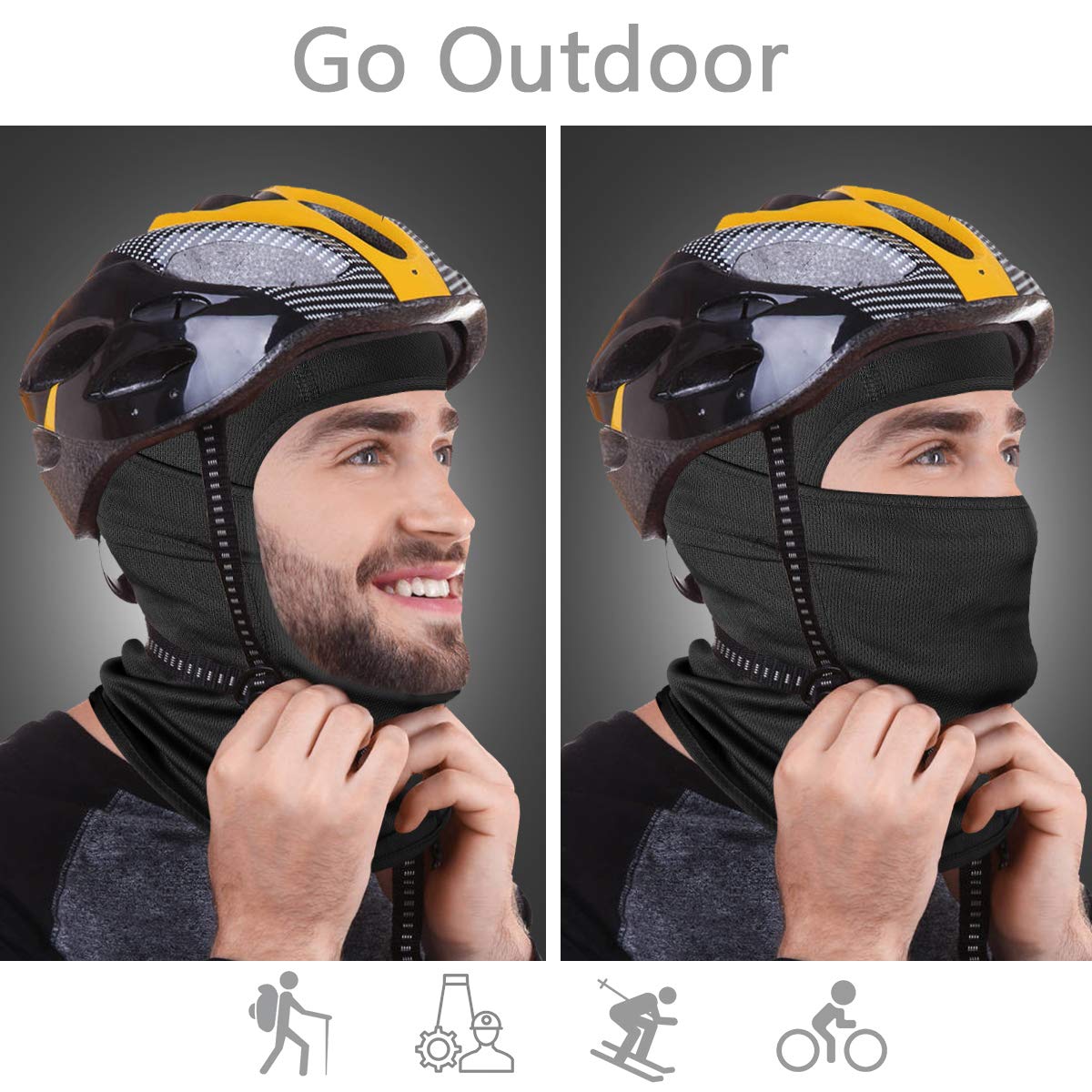 Achiou Ski Mask for Men Women, Summer Balaclava Face Mask, Shiesty Mask UV Protector Lightweight for Motorcycle Snowboard Black