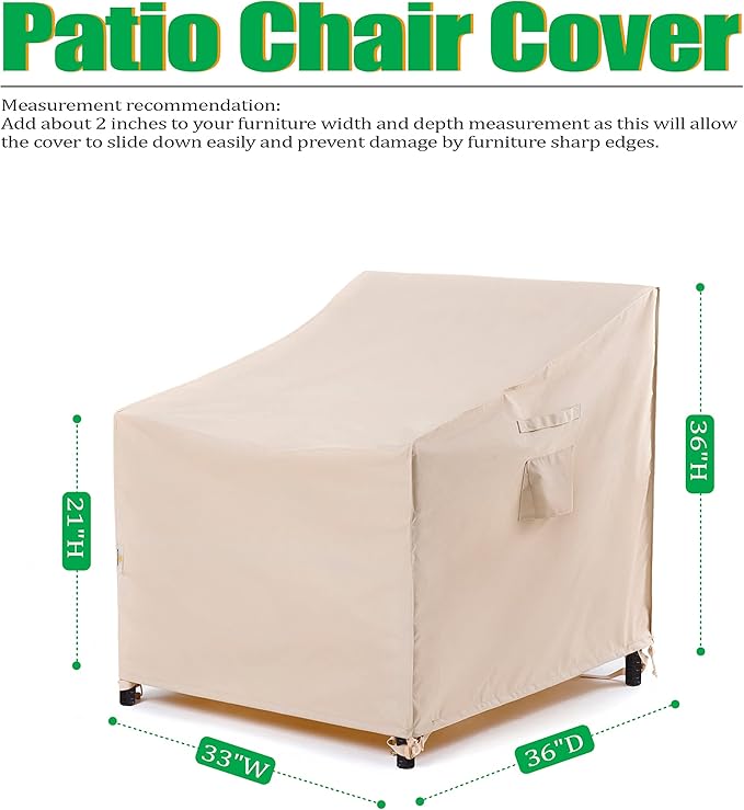F&J Outdoors Waterproof Anti-UV Fade Resistant Patio Adirondack Lounge Chair Covers, 33" W x 36" D x 36" H