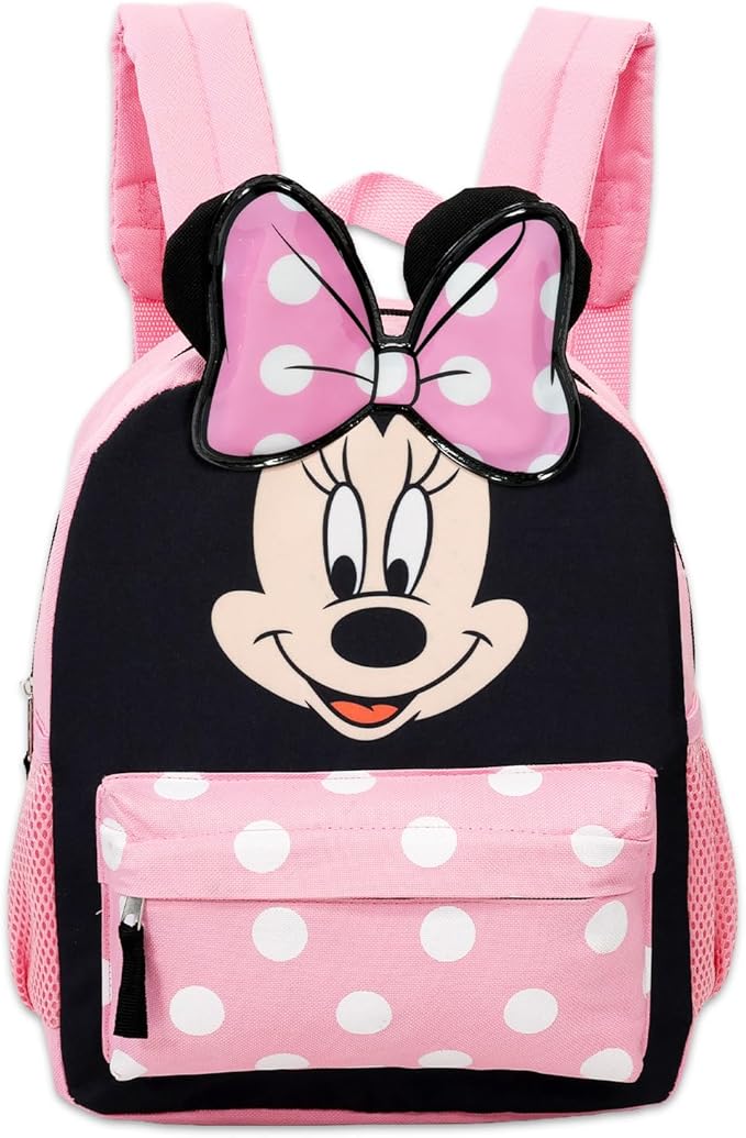 Disney Minnie Mouse Mini Backpack with Lunch Box Set - Bundle of 12" Backpack, Lunch Bag, Stickers, Water Bottle, More | Toddler Minnie School Supplies