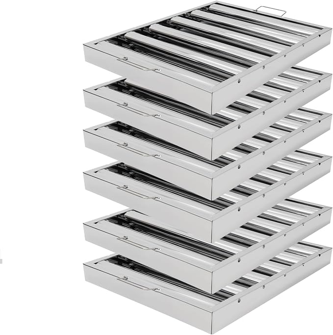 6Pcs 19.5W x 15.5H x 1.78TH Inch Commercial Hood Filters, 430 Stainless Steel 5