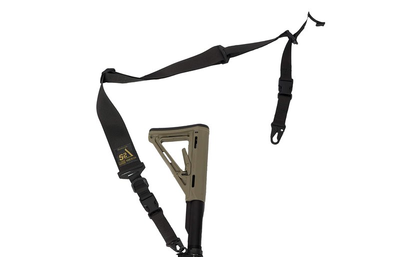 S2Delta - USA Made Premium 2 Point Rifle Sling, Fast Adjustment, Modular Attachment Connections, Comfortable 2” Wide Shoulder Strap (Black, Snap Hook)
