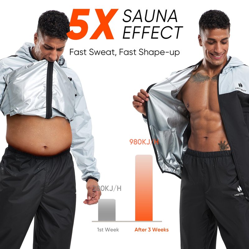 HOTSUIT Sauna Suit for Men Weight Loss Sweat Suits Gym Workout Exercise Sauna Jacket Pant Full Body, White, XL