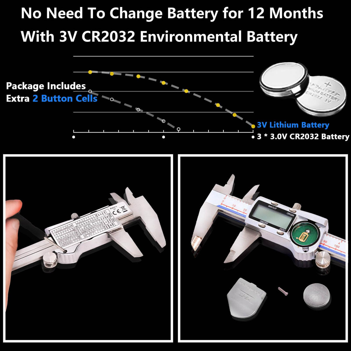 Digital Caliper Measuring Tool, IP54 Waterproof Stainless Steel Vernier Caliper Digital Micrometer with Large LCD Screen, Easy Switch from Inch Metric, 6 Inch Caliper Tool for DIY/Household