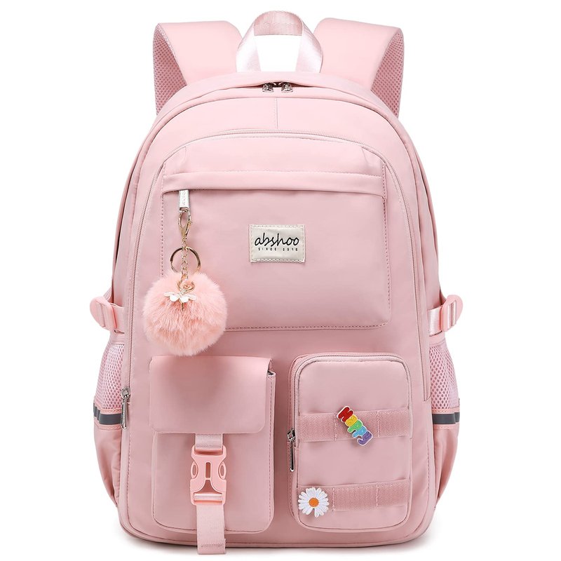 abshoo Big Student Laptop Backpack For College Women Middle High School Teen Girls Bookbag Travel Daypack (Pink)