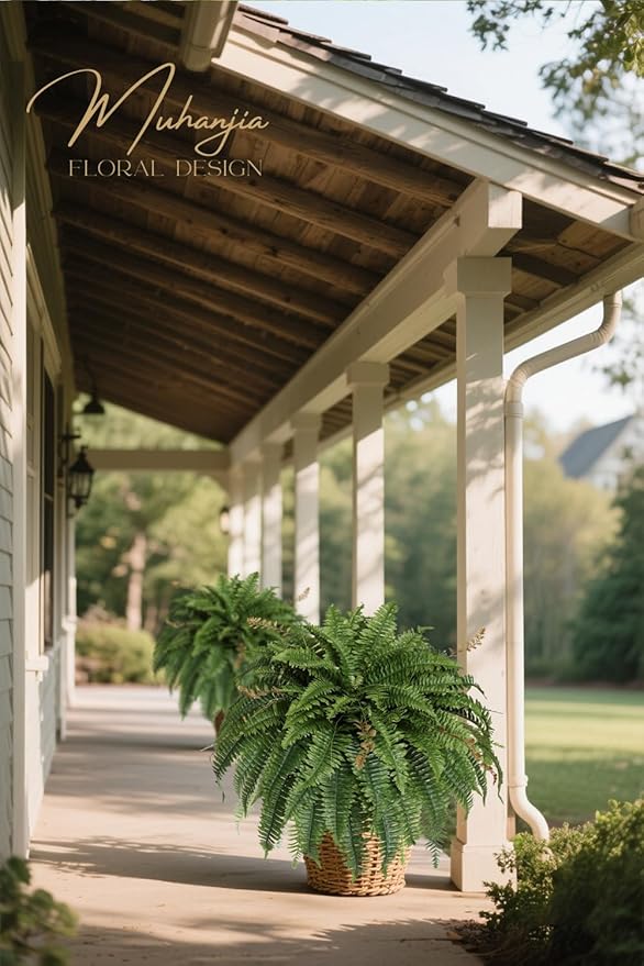 Artificial Boston Fern Silky Bush, 48IN Faux Fern Large Hanging Lifelike Plant for Indoors Outdoors Home Decor, Suitable for Porch Entrance Garden Home, 85Branches (2 Pcs)