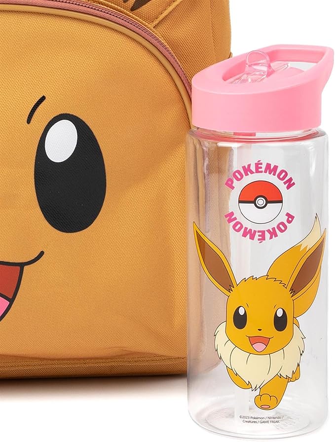 Pokemon Girls Backpack Set | Rucksack Bundle with School Bag, Pencil Case, Lunch Bag & Water Bottle | Eevee Matching Set