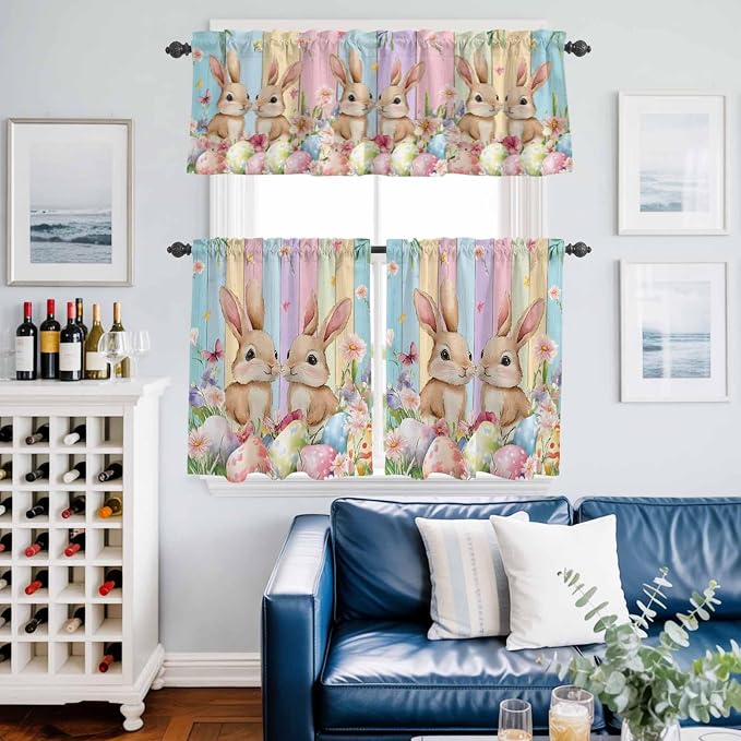Easter Kitchen Curtains Set 3 Piece