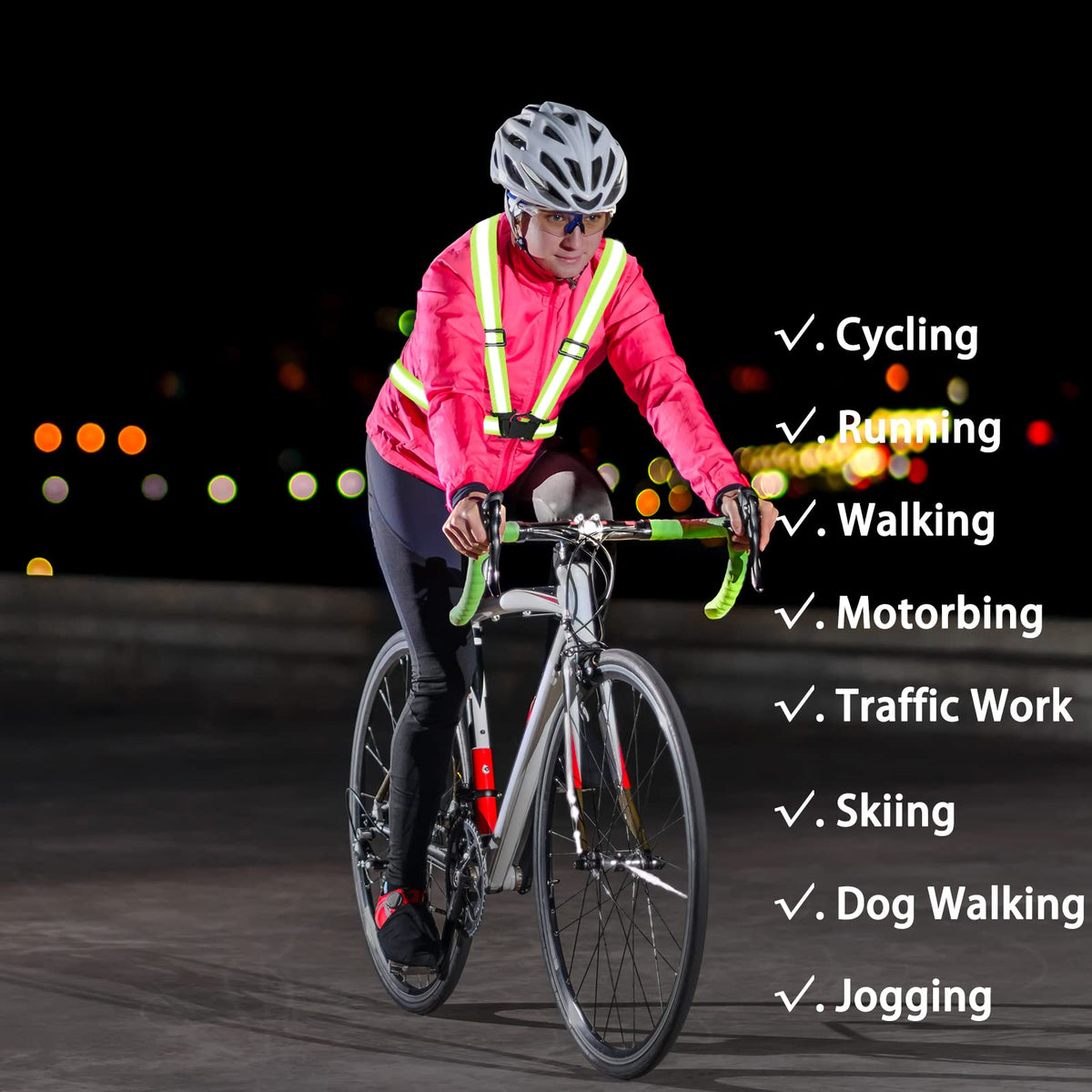 Fepdiu High Visibility Reflective Vest Safety Vest Running Reflective Gear Adjustable Reflective Vest for Walking,Jogging,Hiking,Night Cycling (Black)