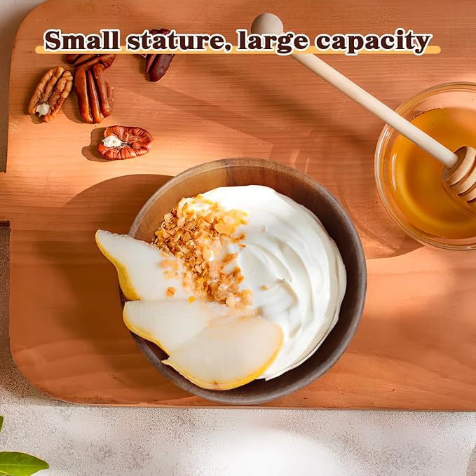 STOBOK Wooden Salad Bowl Wooden Snack Serving Bowl Round Container for Food, Fruits, Salads and Tableware Decoration for Home Kitchen Supplies, 11X6CM