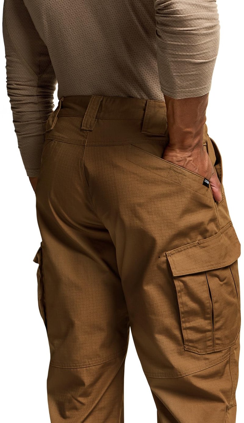 CQR Men's Tactical Pants, Water Resistant Ripstop Cargo Pants, Lightweight EDC Work Hiking Pants, Outdoor Apparel, Raider Mag Pocket Copper Brown, 38W x 32L