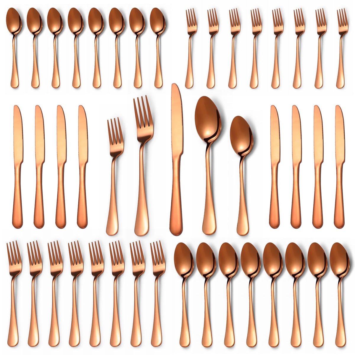 Gold Silverware Set,50-Piece Stainless Steel Flatware Set for 10
