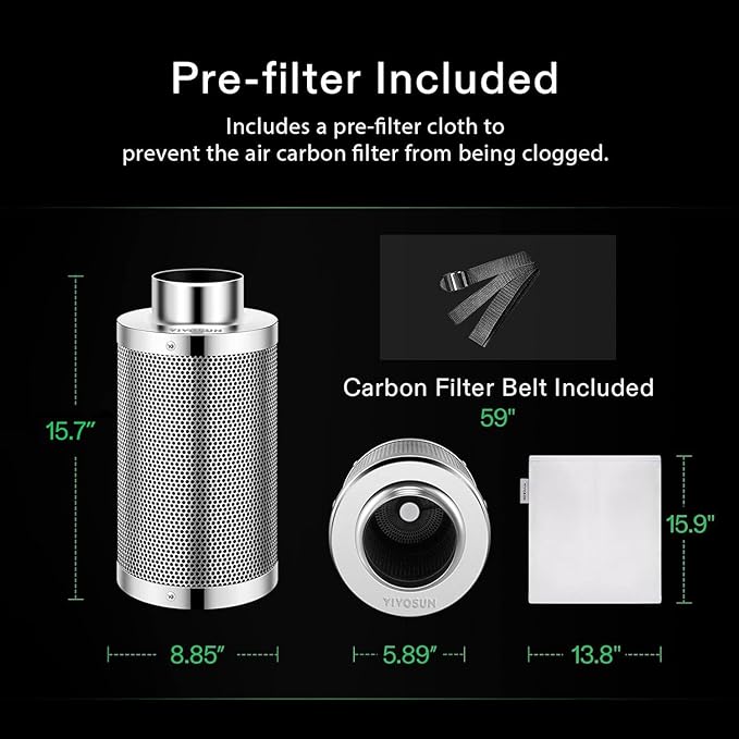 VIVOSUN 6 Inch Air Carbon Filter Smelliness Control