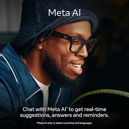Ray-Ban Meta (Gen 1), Wayfarer, Large Shiny Black | Smart AI Glasses for Men, Women — 12 MP Camera, Open-Ear Speakers for Audio, Video Recording and Bluetooth — Clear Lenses — Wearable Technology