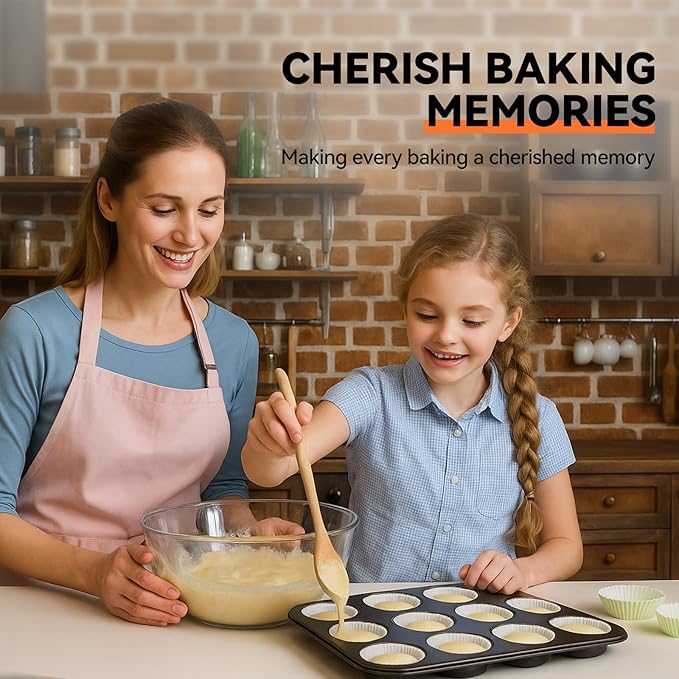 Yoehka 2 Pack Muffin Pan for Baking, Non-stick Cupcake Pan Set, Black