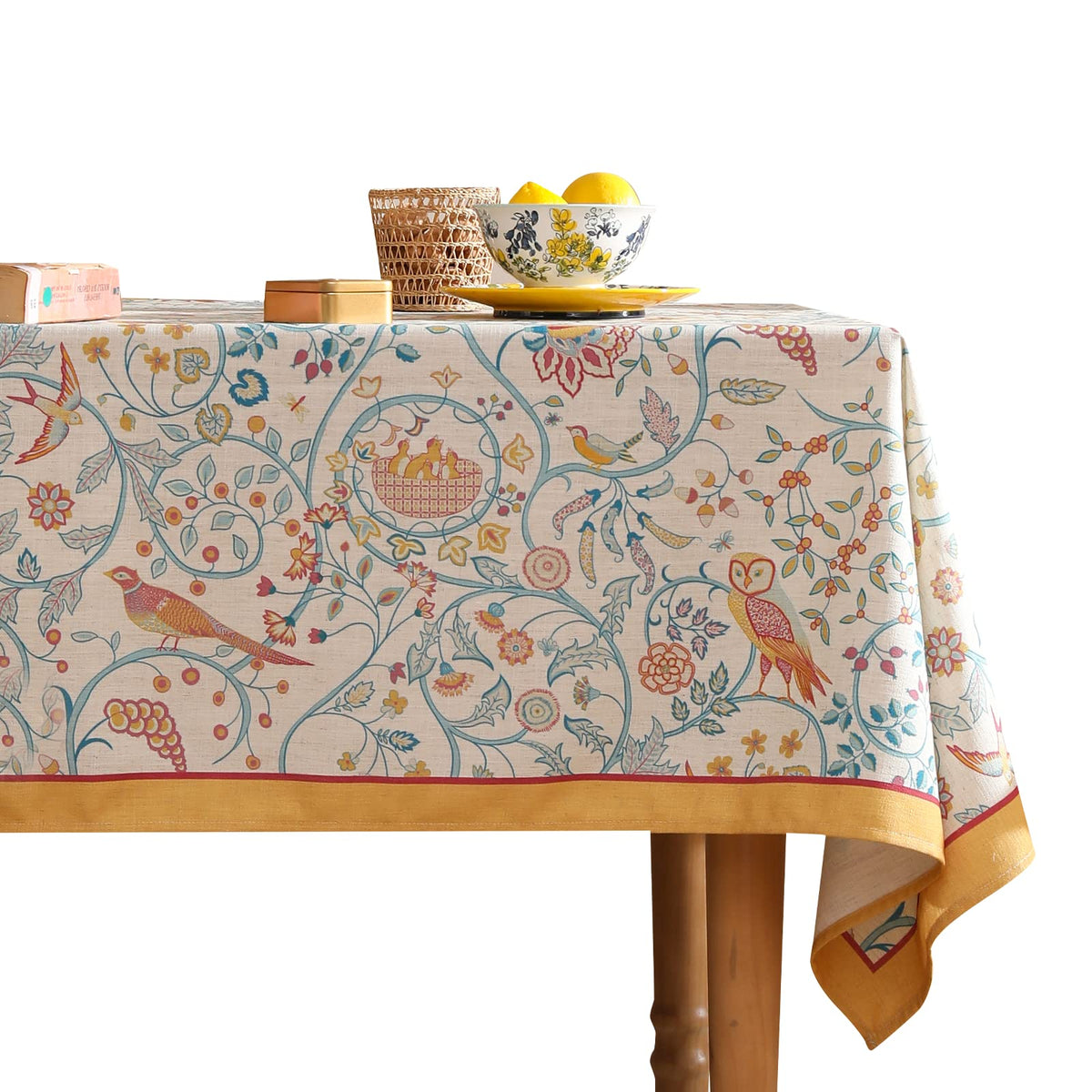 patdrea Vintage French Linen Tablecloth,Rectangular,102"x63"-Kulom A