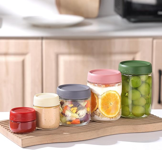 10 OZ 8Pack, Overnight Oats Jars with Lids, Glass Meal Prep Containers, Airtight Mason Jars for Breakfast, Yogurt Parfait, Salad & Smoothies, Leakproof and Reusable Food Storage Jars