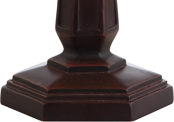 JONATHAN Y 12" Brown Tiffany-Style Table Lamp for Bedroom Nightstand Decor, Ivory Cream Stained Glass Shade, Small Vintage Handcrafted LED Traditional Bedside Lamp JYL8016A
