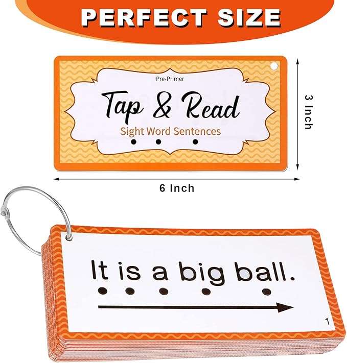 Junkin 60 Pcs Sight Word Sentence Cards Phonics Flash Cards for Kids Kindergarten Preschool, Education Sight Word Games Flashcards for Early Childhood Home School Daily Sentence Building Reading Toy