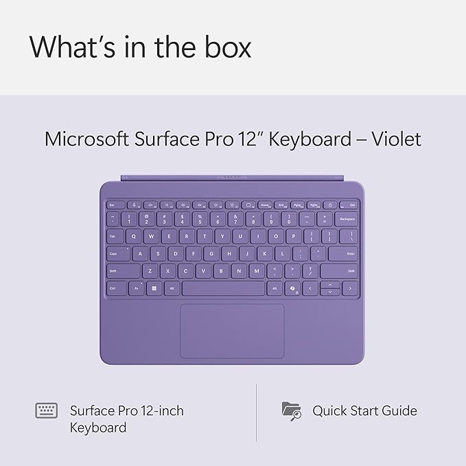 Microsoft Surface Pro Keyboard for Surface Pro 12" Device, Keyboard Only, Alcantara Material, Violet