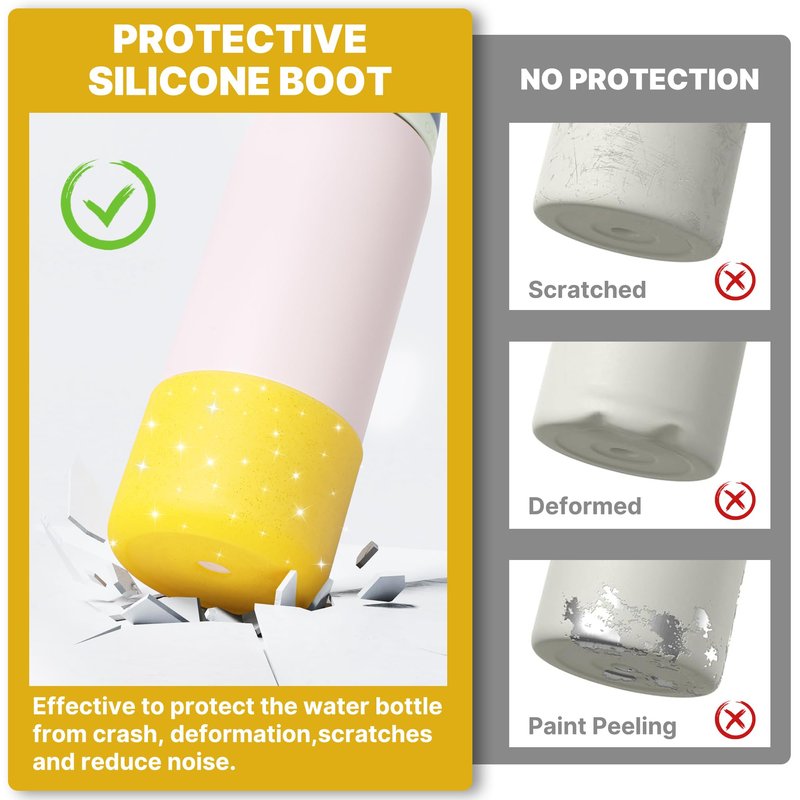 Diumepo Silicone Water Bottle Boot for Owala 32 oz, Anti-Slip Protective Sleeve for Owala Twist & FreeSip & Flip Stainless Steel Water Bottle, Boot Bottom Base for Owala (Glitter Yellow)