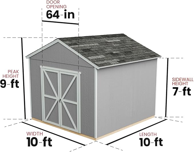 Handy Home Products Rookwood 10x10 Do-It-Yourself Wooden Storage Shed with Floor Kit- Does not Include Paint or Roofing Shingles