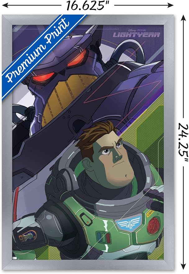Trends International Disney Pixar Lightyear - Buzz and Zurg Wall Poster, 14.725" x 22.375", Silver Framed Version