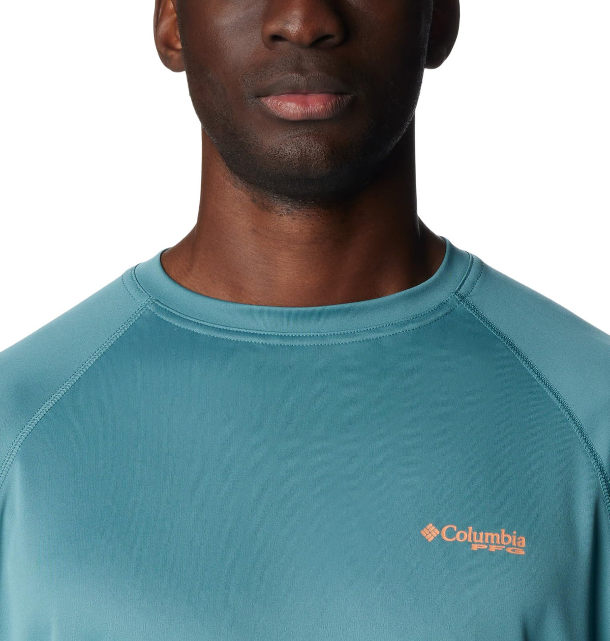 Columbia Men's Terminal Tackle Long Sleeve Fishing Shirt, Tranquil Teal/Orange Reef Logo, X-Small