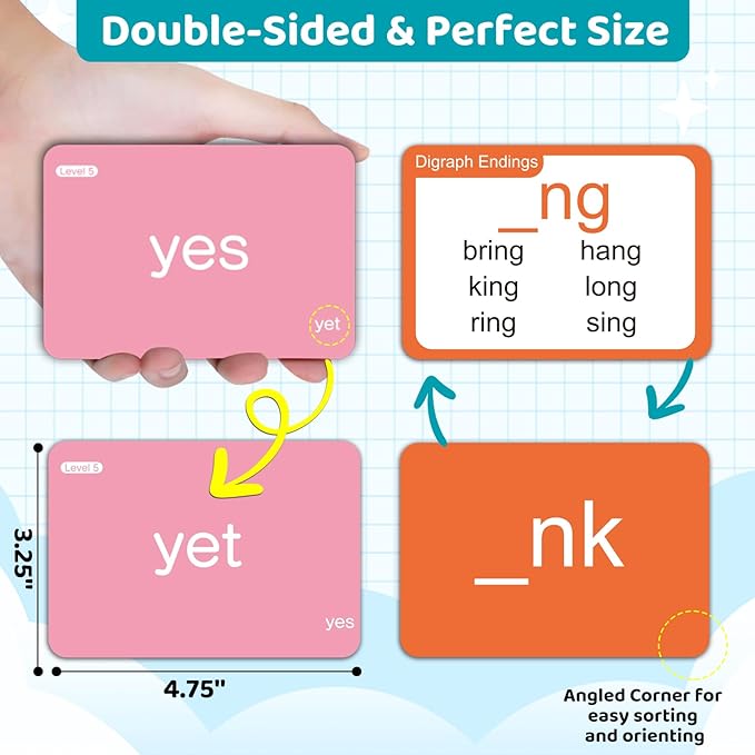 712 Sight Words/Phonics Flash Cards, Dolch & Fry High Frequency Site Words, Learn to Read CVC Blends, Short/Long Vowel Sounds, Flash Cards Games for PreK Kindergarten 1st 2nd 3rd Grade, Kids 4-10