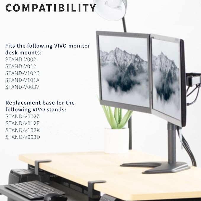 VIVO Heavy Duty Freestanding Base for Monitor Desk Mount Stand, 13 x 11 inch Platform, Padded Anti-Skid Scratch Resistant Replacement Base, Hardware Included, Black, PT-SD-BS02F