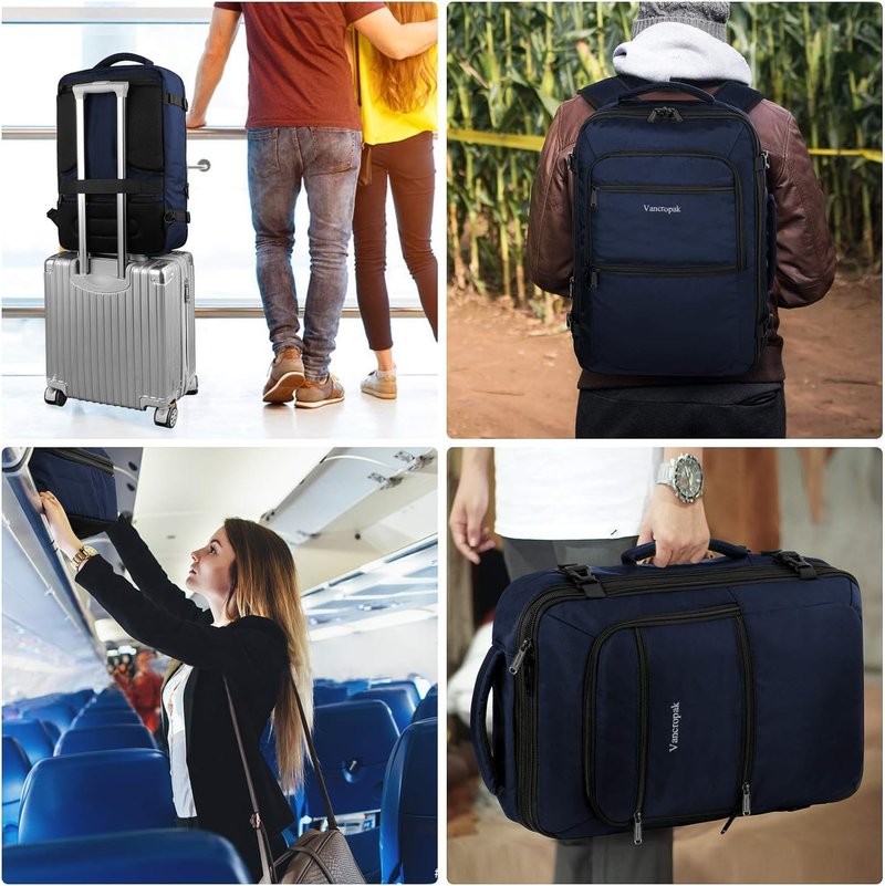 Vancropak Carry on Backpack, 40L Expandable Travel Backpack for Airplane