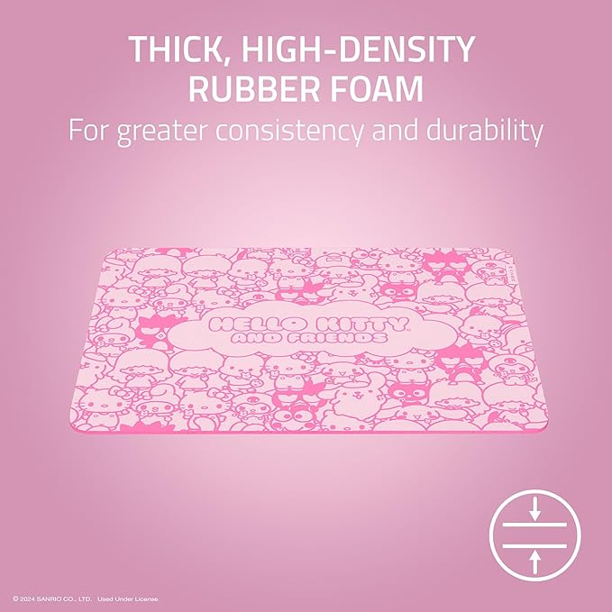 Razer Gigantus V2 Cloth Gaming Mouse Pad (Medium): Textured MicroWeave Cloth Surface - Thick, High-Density Rubber Foam - Non Slip Base - Hello Kitty & Friends Edition