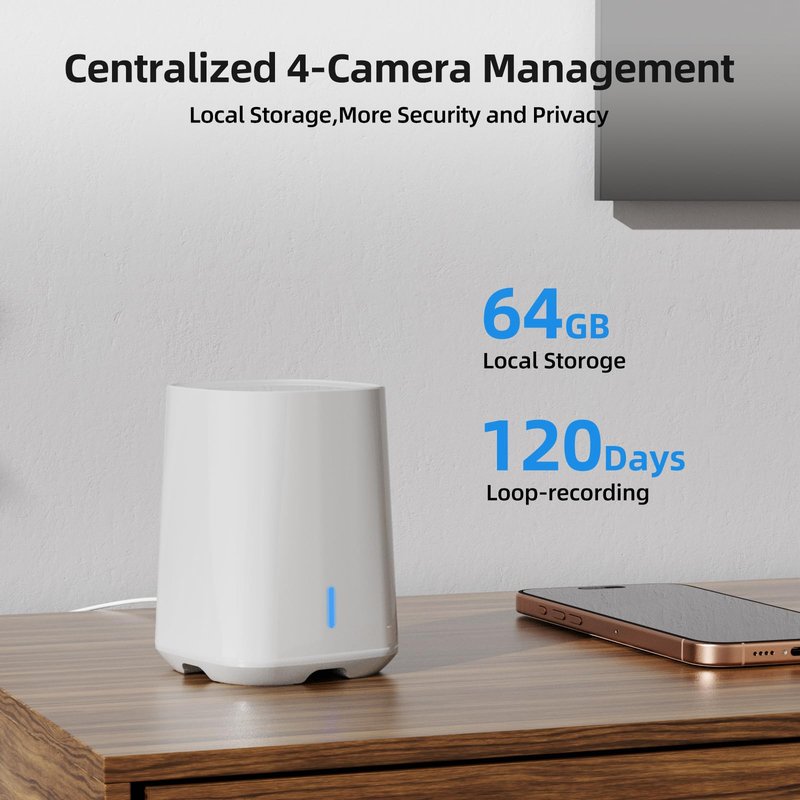 SV3C Security Cameras Wireless Outdoor, No Subscription Fee, 360° PTZ WiFi Camera with 2K Dual Lens, Solar Powered Auto Tracking, Full Color Night Vision, 2 Way Audio, 4-Cam Kit with Hub, Easy Setup