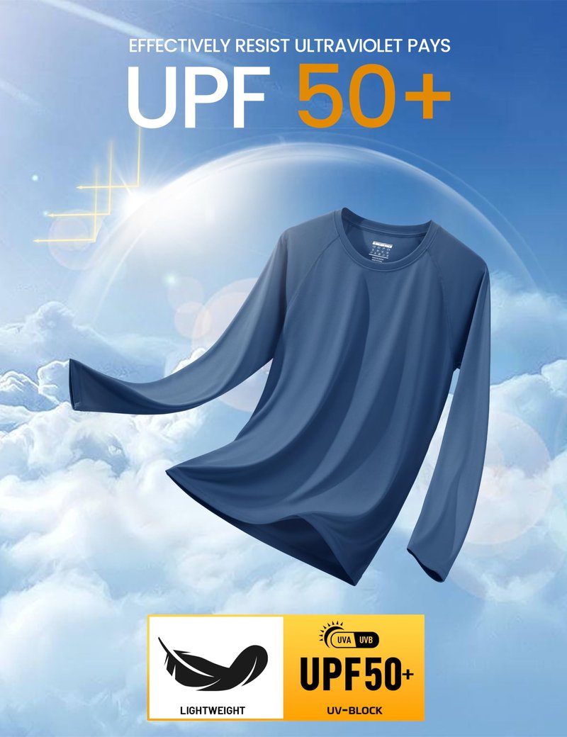 MAGCOMSEN Men's Rash Guard Shirt for Men Long Sleeve Quick Dry Baselayer Shirts Performance Tshirt Swim for Running, Hiking Blue, Grey