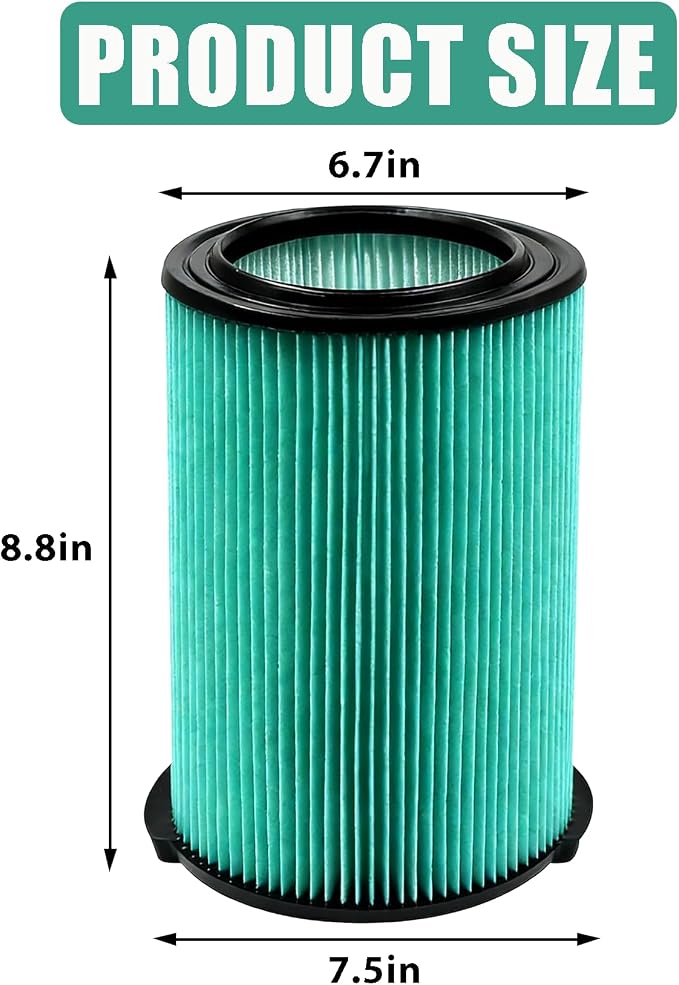 2 Pack VF6000 5-Layer Pleated Replacement Vacuum Filter Compatible