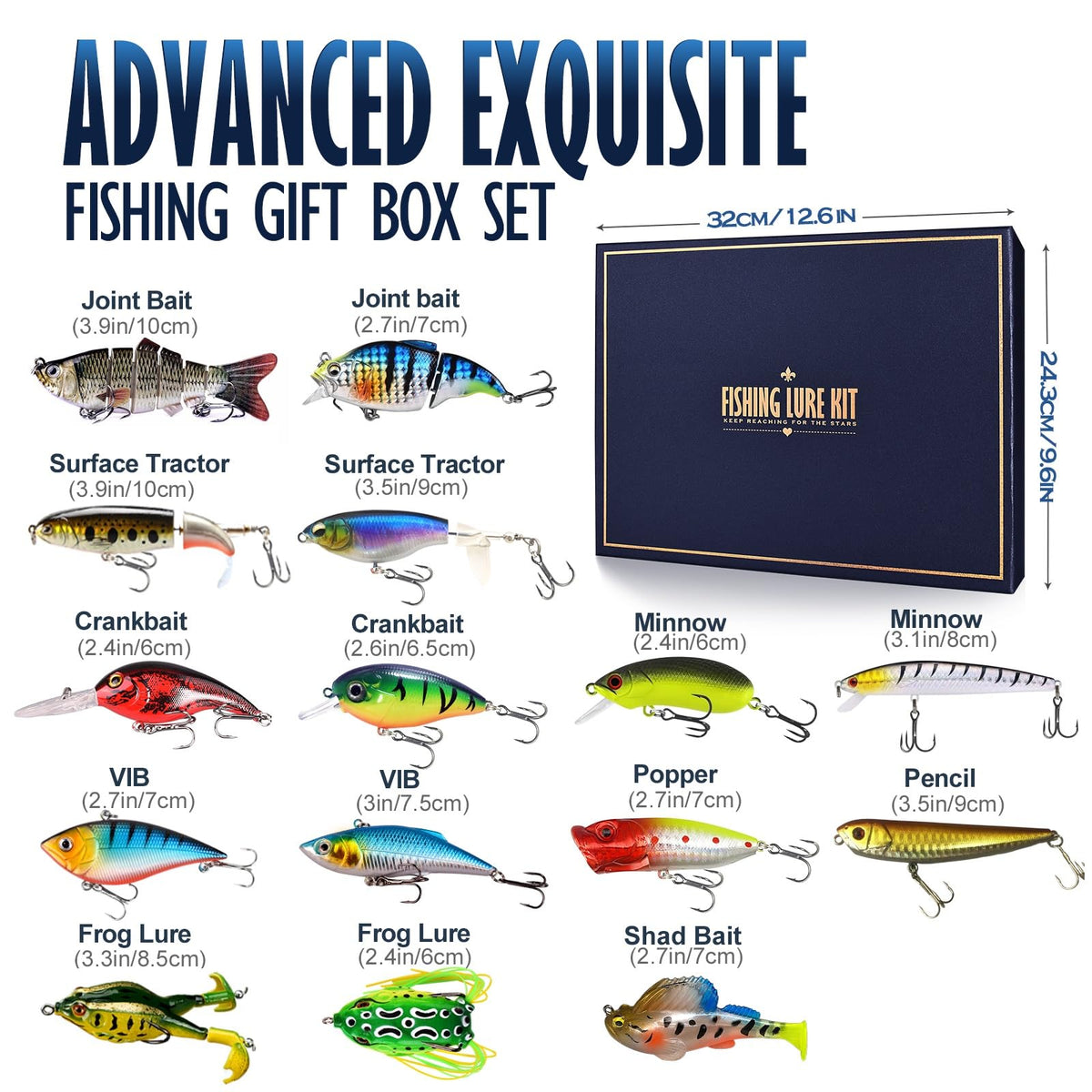 Fishing Lures Kit for Bass, 15PCS Swimbaits Crankbaits Fishing Tackle Set