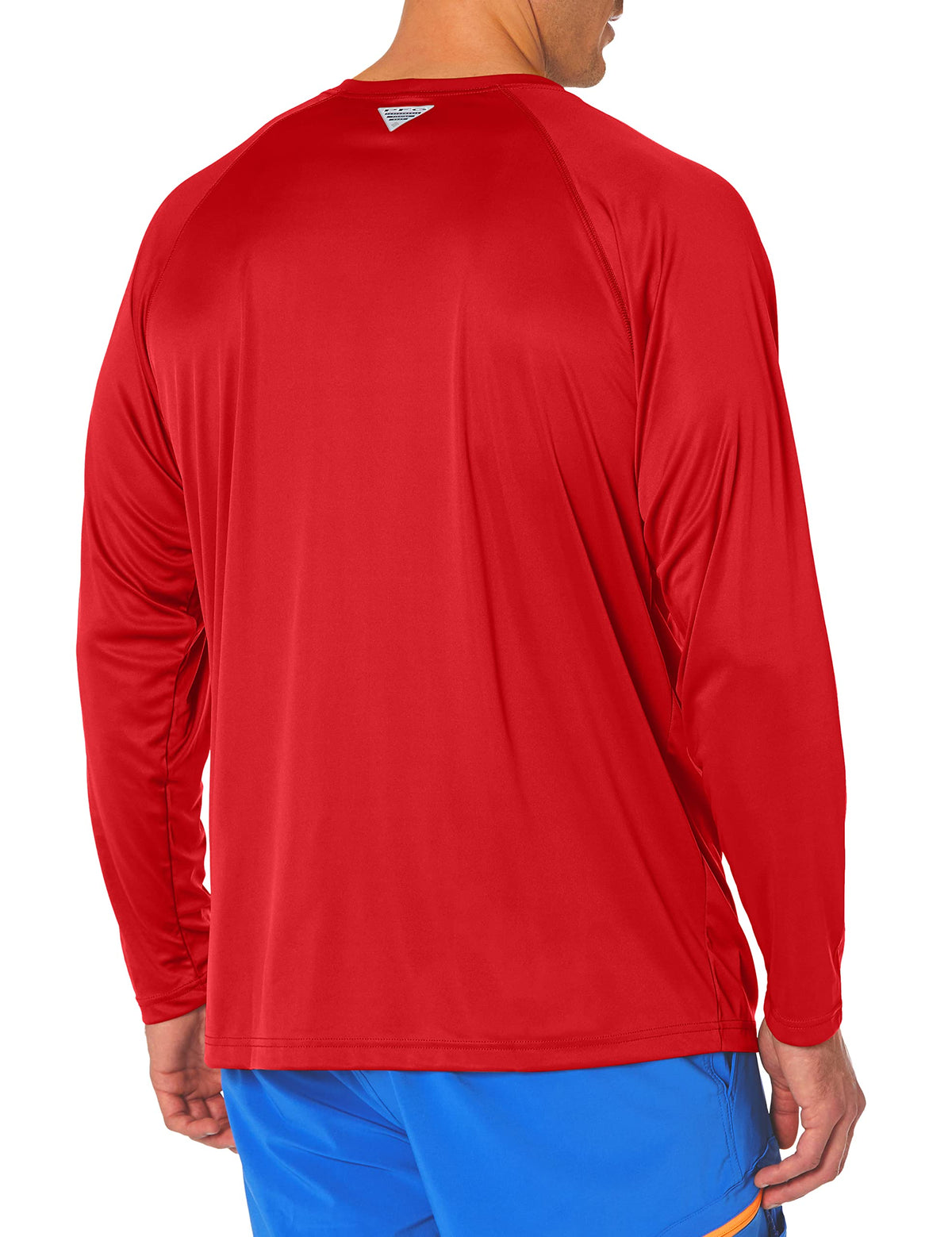 Columbia Men's PFG Terminal Tackle Long Sleeve Fishing Shirt, Red Spark/White Logo, Large