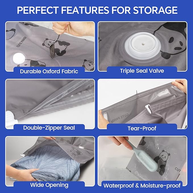 Heavy Duty Space Saver Vacuum Storage Bags with Pump & Smart Storage App, Reusable Oxford Fabric Vacuum Seal Bags for Bedding, Clothing, Blankets, Comforters & Travel Luggage(12 Pack)