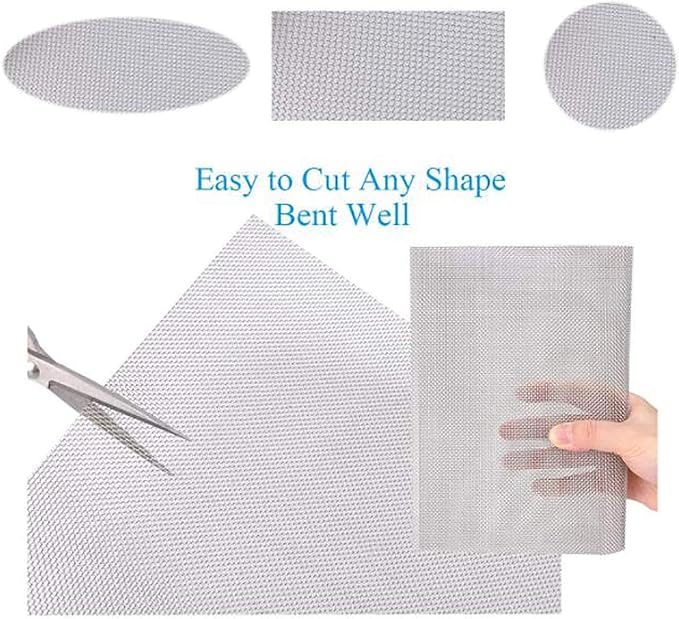KISKIS 304 Stainless Steel Woven Wire Mesh, Wire Mesh Window Screen Mesh