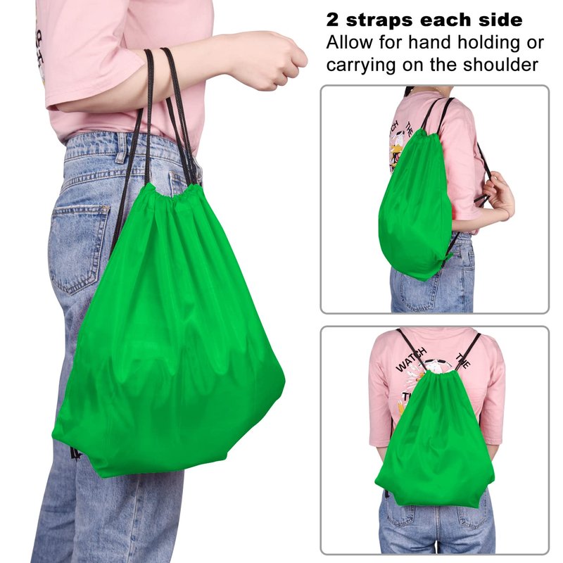 KUUQA 60Pcs Green Drawstring Backpack Bag Bulk Drawstring Bags String Bags Storage Bags Gym Backpack for Sport Gym Traveling
