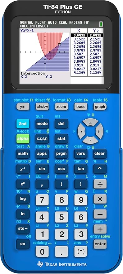 Texas Instruments TI-84 Plus CE Color Graphing Calculator, Bionic Blue Small