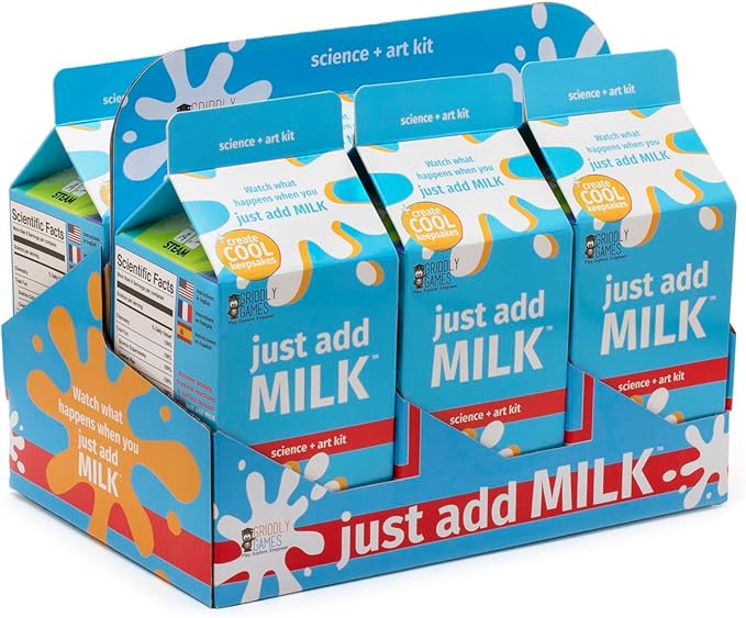 STEM Toys by Griddly Games – Just Add Milk Science & Art Kit, Best Science Kits for Kids Age 8–12, Hands-On Chemistry Set & Creative STEM Experiments