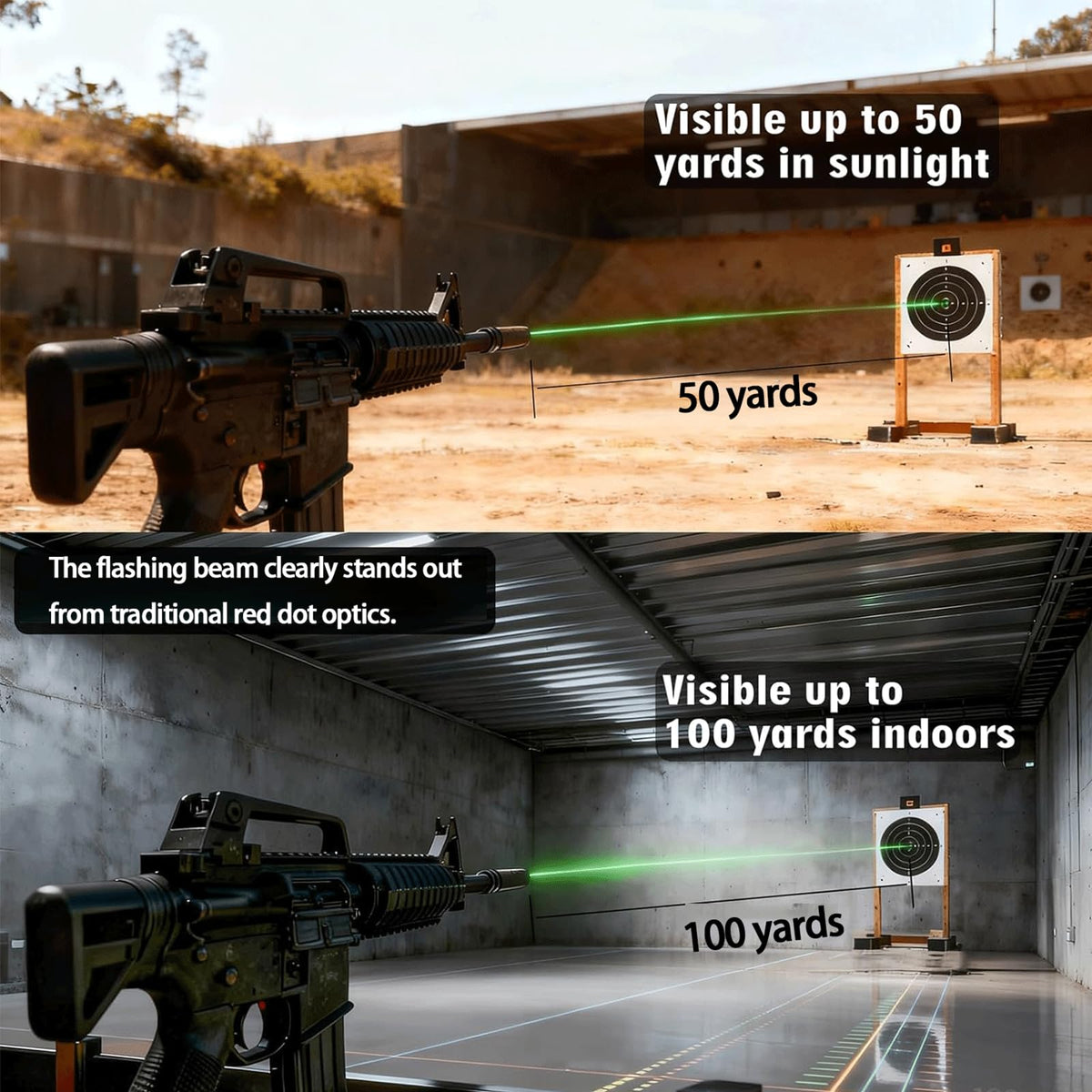 X03 Green Bore Sight Laser, .22–.50 Caliber, Bright Green Laser with Flashing Mode, 50 Yards Outdoors / 200 Yards Indoors, Tool-Free, Beginner Friendly,Compact & Portable