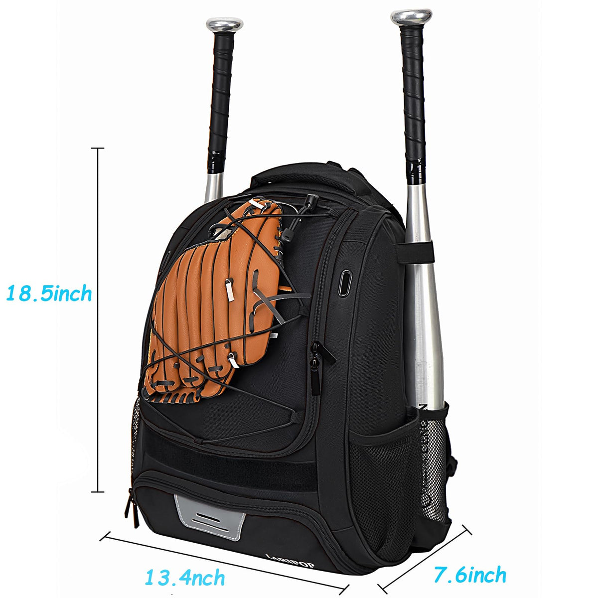 LARIPOP Youth Baseball Bag, Bat Backpack with Fence Hook & Separate Shoe Compartment, Waterproof Equipment Bag for Baseball, T-Ball & Softball