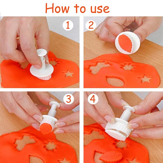 MOACC Cake Tools 36 Piece Fondant Cake Cookie Plunger Sugarcraft Flower Leaf Butterfly Heart Shape Decorating Mold DIY Icing Plunger Tools