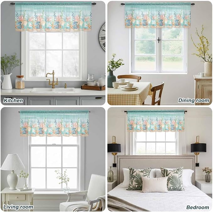 Summer Beach Sheer Valance Curtains