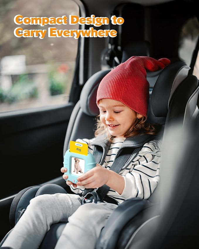 Talking Flash Cards for Toddlers 1 2 3 4 Year Olds, Montessori Language Learning with 224 Words, Pocket Speech Therapy Tools, and Speech Development Educational Playthings for Children