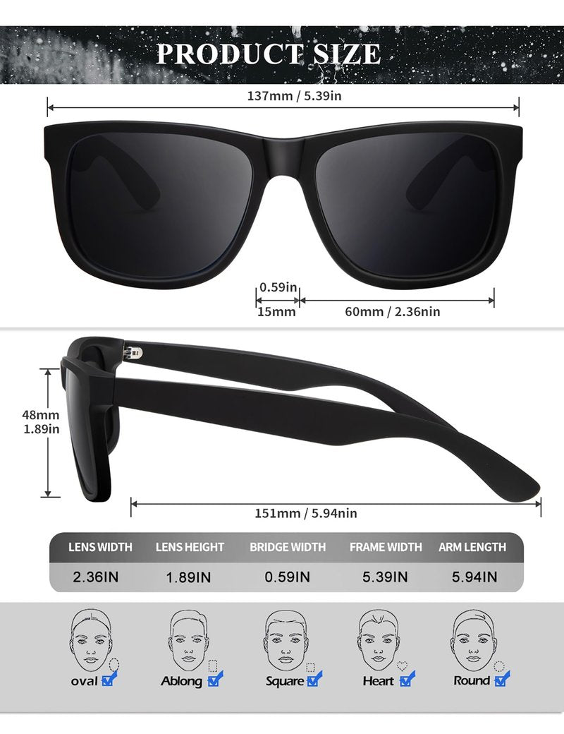 KALIYADI Men's Sunglasses: Polarized Classic Sunglasses with UV Protection for Driving, Fishing, Golf