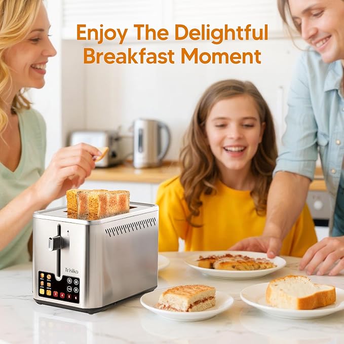 Trisiko Smart Touch Screen 2 Slice Toaster, Wide Slot,Stainless Steel