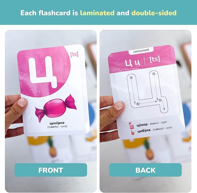 Ukrainian Alphabet Flashcards, Language Learning, Kid, Simple, Minimalist
