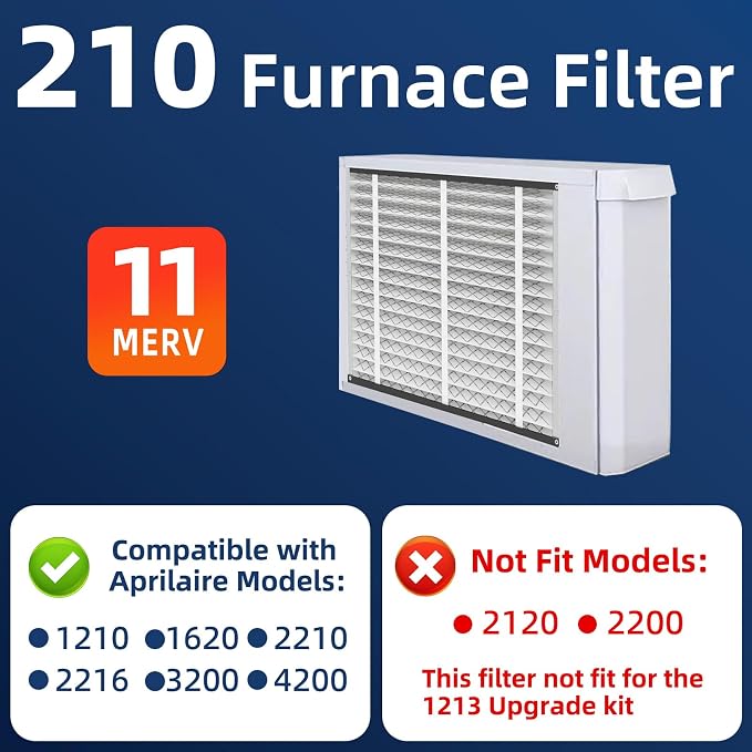 2 Pack 210 Replacement Air Filter, MERV 11, Actual Size: 20.47"x25.6"x3.94"